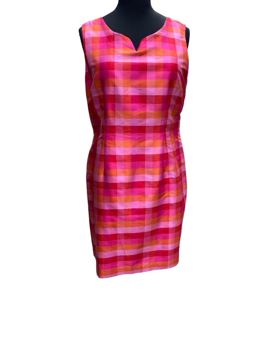 Pure & Simple Pink Plaid Silk Sheath Dress
